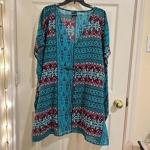 Good Times Short Sleeve V-Neck Beach Bikini Coverup